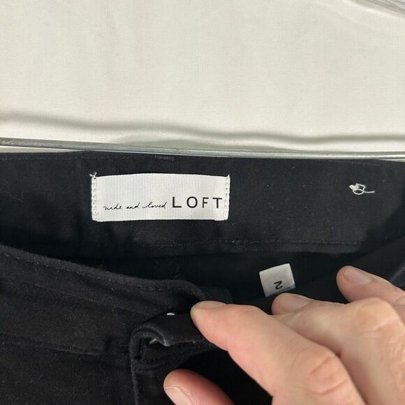 LOFT Pants Legging Women's 2 26 Black Cotton Blend Mid Rise Button Zip - Picture 5 of 10